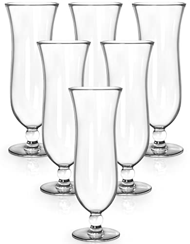 Yesland 6 Pcs Hurricane Glass - 13.5 oz Break-Resistant Plastic Pina Colada Cocktail Glasses Clear Tulip Drinking Cups for Drinking Cocktails, Full-Bodied Beer, Juice, Tropical Drinks, Water