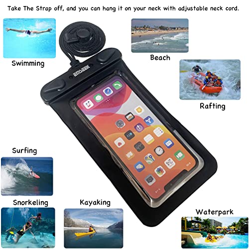 EMSEEK Waterproof Waist Pouch Surfing Crossbody Belt Dry Phone bag Floating Fanny Dry Pack swimming Waterproof Case with Cash key holder for Iphone 14 13 12 11 Pro Max Galaxy S22 Note 20(Black)