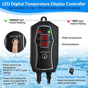 SZELAM Aquarium Heater 200W 300W 500W, Submersible Fish Tank Heaters with LED Display Controller, Over Heating Protection and Anti-Dry Burning, Fish Heater Suitable for Freshwater and Saltwater