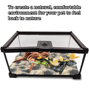 kathson 12x8x6 in Mini Reptile GlassTerrarium Tank, 3 Gallon Full Glass Reptile Tank Full View Visually Appealing Reptile Amphibians Terrarium Glass Box Reptile Glass Habitat Cage for Bearded Dragons