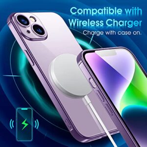 Supdeal Crystal Clear Case for iPhone 14, [Not Yellowing] [Camera Protection] [Military Grade Drop Tested] Transparent Shockproof Protective Phone Case Soft Silicone Slim Cover, 6.1 inch, Purple