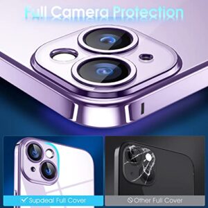 Supdeal Crystal Clear Case for iPhone 14, [Not Yellowing] [Camera Protection] [Military Grade Drop Tested] Transparent Shockproof Protective Phone Case Soft Silicone Slim Cover, 6.1 inch, Purple