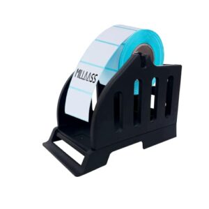 millaass thermal label holder, for rolls and fan-fold labels, plastic, work with desktop label printer for office and home, label stand, sticker roll holder