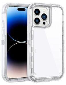 wollony for iphone 14 pro max clear case for men women 3 in 1 hybrid hard bumper soft outlayer protective cover shockproof anti-fall heavy duty protection transparent cover for iphone 14 pro max 6.7
