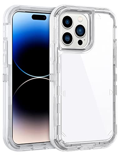 WOLLONY for iPhone 14 Pro Max Clear Case for Men Women 3 in 1 Hybrid Hard Bumper Soft OutLayer Protective Cover Shockproof Anti-Fall Heavy Duty Protection Transparent Cover for iPhone 14 Pro Max 6.7