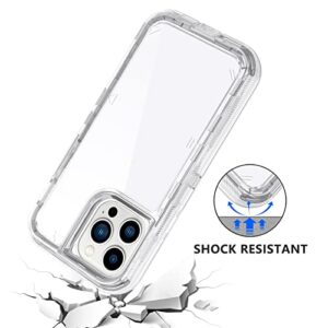 WOLLONY for iPhone 14 Pro Max Clear Case for Men Women 3 in 1 Hybrid Hard Bumper Soft OutLayer Protective Cover Shockproof Anti-Fall Heavy Duty Protection Transparent Cover for iPhone 14 Pro Max 6.7