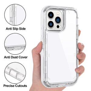 WOLLONY for iPhone 14 Pro Max Clear Case for Men Women 3 in 1 Hybrid Hard Bumper Soft OutLayer Protective Cover Shockproof Anti-Fall Heavy Duty Protection Transparent Cover for iPhone 14 Pro Max 6.7