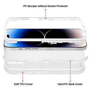 WOLLONY for iPhone 14 Pro Max Clear Case for Men Women 3 in 1 Hybrid Hard Bumper Soft OutLayer Protective Cover Shockproof Anti-Fall Heavy Duty Protection Transparent Cover for iPhone 14 Pro Max 6.7