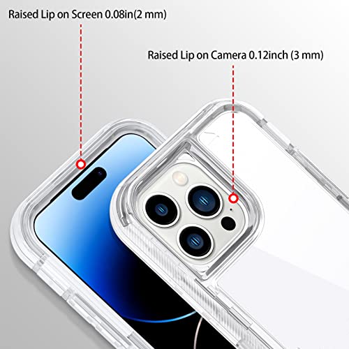 WOLLONY for iPhone 14 Pro Max Clear Case for Men Women 3 in 1 Hybrid Hard Bumper Soft OutLayer Protective Cover Shockproof Anti-Fall Heavy Duty Protection Transparent Cover for iPhone 14 Pro Max 6.7