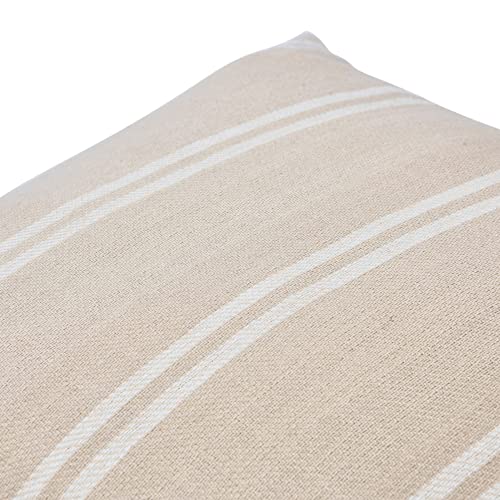 Creative Co-Op 20" Square Interwoven Double-Striped Cotton Pillow Decorative Pillow Cover, 20" x 20", Beige