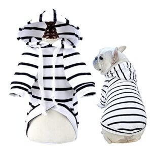 smalllee_lucky_store pet striped hoodie sweatshirt hooded for small medium dog cat puppy pullover french bulldog pug boston terrier sweater with hat cold weather coats winter warm clothes