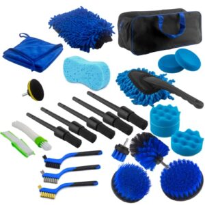 amor en casa 25pcs car detailing brush set auto detailing drill brush kit - car cleaning tool kit - car wash brush for interior exterior wheels dashboard