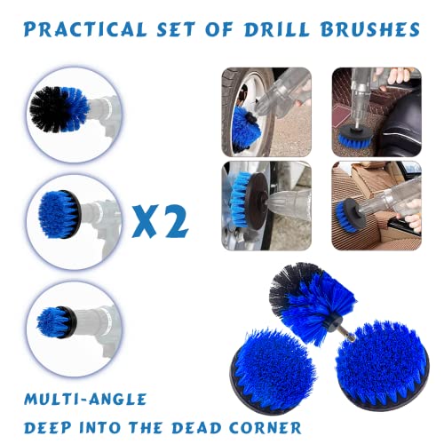 Amor En Casa 25Pcs Car Detailing Brush Set Auto Detailing Drill Brush Kit - Car Cleaning Tool Kit - Car Wash Brush for Interior Exterior Wheels Dashboard