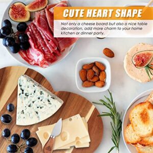 Charcuterie Boards Heart Shaped Cheese Board and Knife Set, Mothers Day Acacia Wood Cheese Platter Small Cheese Servers Home Wedding Gifts