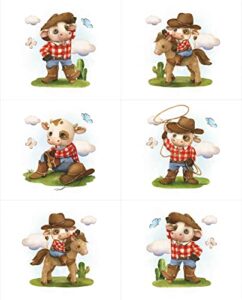 cowboy fabric panel set (6 panels), quilting panels, baby quilt panels, cotton baby panels, blanket panel, panel pink