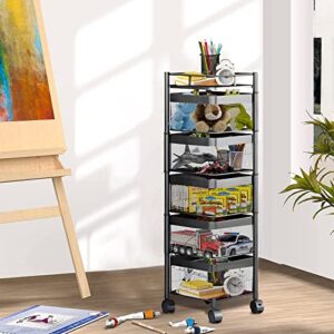 Rotating Kitchen Storage Shelf Rack, Multi-Layer Rotating Organizer Storage Basket, Floor-Standing Rolling Rack Multifunctional Household Shelf for Kitchen,Bedroom,Bathroom,Living Room(5-Tier,37in)