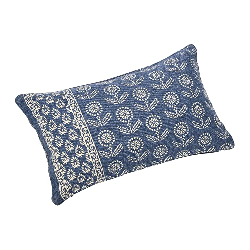 Creative Co-Op Floral Fields Lumbar Pillow Decorative Pillow, 12" x 20", Blue