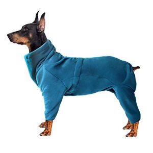 dog onesies for medium dogs winter, full body suit for shedding dogs polar fleece pet dog clothes (turquoise, xxxl)