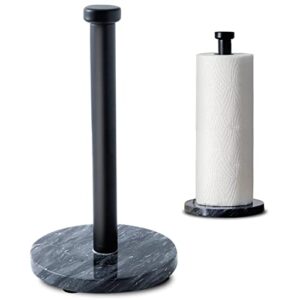 bettwill paper towel holder with marble base, kitchen standing paper towel roll holder, black paper towel holder for kitchen countertop, standard or jumbo-sized roll holder, black kitchen accessories