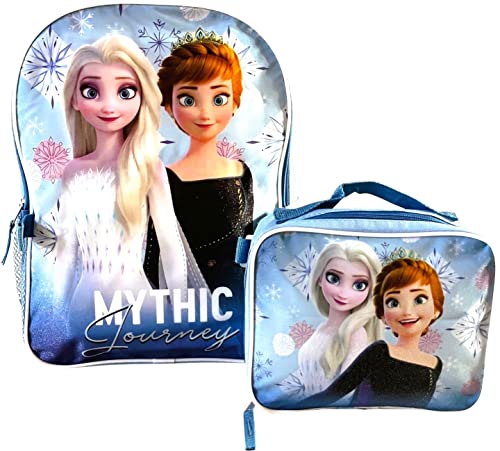 Frozen 15 Inch Kids Backpack With Removable Lunch Box (Blue)