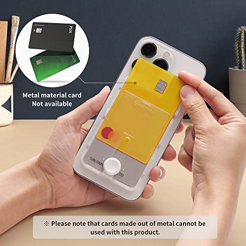 Sinjimoru Pop Up Phone Wallet for MagSafe, Magnetic Phone Credit Card Holder for Back of Cell Phone Case with Quick Access for iPhone 12 13 14 Series. M-Button Wallet Black