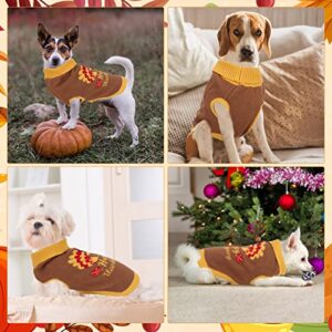 HUMLANJ Thanksgiving Knitted Dog Turtleneck Sweater Dog Sweaters Turkey Warm Pullover Sleeveless with Leash Hole for Puppy Doggy Doggie Yorkshire Chihuahua Pug