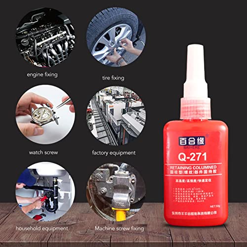 ViaGasaFamido Threadlocker Adhesive Red Threadlocker Sealer 50g Sealing Glue Metal Glue Screw Glue Repair for Thread Fastening Sealing Flange Hoses