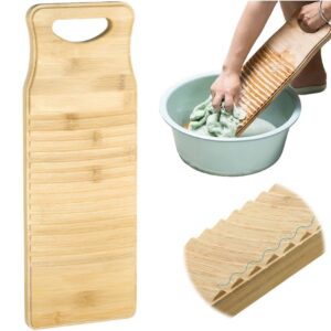 homaisson natural bamboo washboard for laundry, hand washing board, thickened anti-slip scrubbing washboard for small washing jobs, hanging washboard 40x15cm/15.7x5.9in