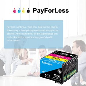 702XL Ink Cartridges for Epson 702XL T702XL to use with Workforce Pro WF-3720 WF-3730 WF-3733 (1 Black, 1 Cyan, 1 Magenta, 1 Yellow)