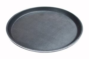 top kitchen commercial restaurant non-slip/non-skid serving plastic tray, rubber lined, round, 11-inch, black