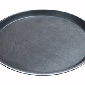 Top Kitchen Commercial Restaurant Non-Slip/Non-Skid Serving Plastic Tray, Rubber Lined, Round, 11-inch, Black