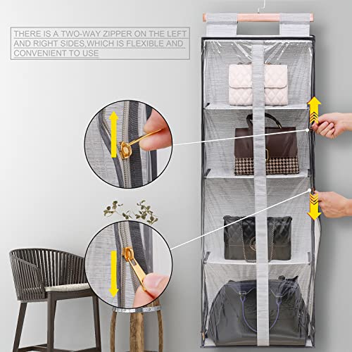 MICALOR Purse Organizer for Closet, Easy Access Wardrobe Tote Bag Purse Storage Holder Over The Door Space Saving Shelf Pocket for Bedrooms Living Room