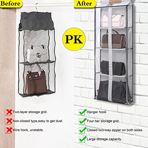 MICALOR Purse Organizer for Closet, Easy Access Wardrobe Tote Bag Purse Storage Holder Over The Door Space Saving Shelf Pocket for Bedrooms Living Room