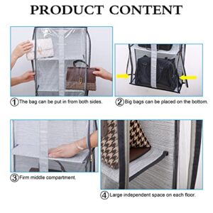 MICALOR Purse Organizer for Closet, Easy Access Wardrobe Tote Bag Purse Storage Holder Over The Door Space Saving Shelf Pocket for Bedrooms Living Room