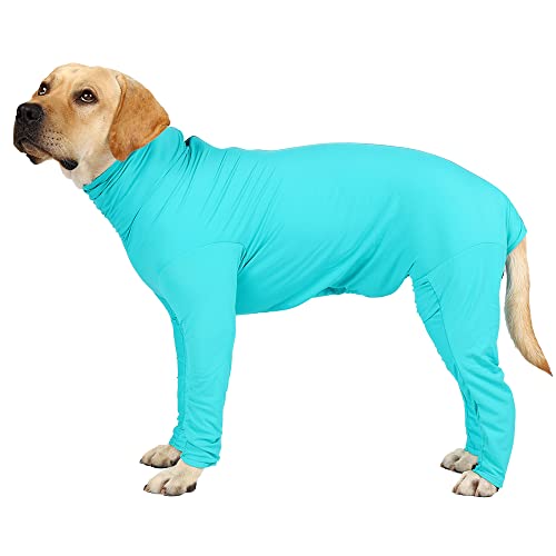 Dog Onesie Prevent Shedding Hair Surgery Recovery Suit Pets Bodysuit Sport Shirt,Dog Surgical Suit Zipper (S, Lake Grey)