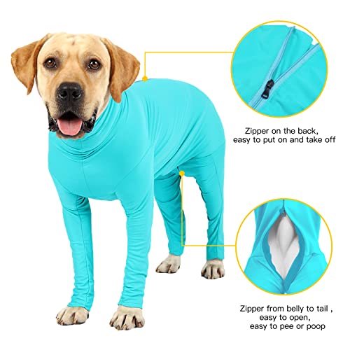 Dog Onesie Prevent Shedding Hair Surgery Recovery Suit Pets Bodysuit Sport Shirt,Dog Surgical Suit Zipper (S, Lake Grey)