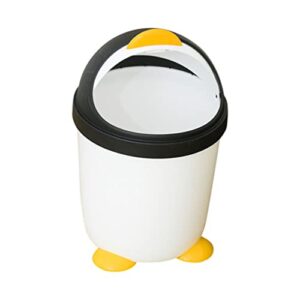 cabilock car accesories penguin trash can mini desk trash can bathroom garbage can plastic storage container with lid for cupboard bathroom kitchen black white office desk accessories