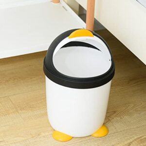 Cabilock Car Accesories Penguin Trash Can Mini Desk Trash Can Bathroom Garbage Can Plastic Storage Container with Lid for Cupboard Bathroom Kitchen Black White Office Desk Accessories