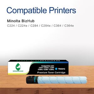 GREENRHINO Compatible Toner Cartridge Replacement for Konica TN321 TN321C (A33K430) to use for Minolta BizHub C224 C224e C284 C284e C364 C364e (Cyan, 1-Pack)