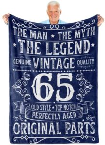 innobeta 65th birthday gifts throws, happy 65th birthday themed bed flannel plush blankets, thank you presents for dad, grandpa, godfather, friends, uncle(50x 65inches)