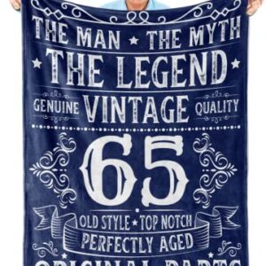 InnoBeta 65th Birthday Gifts Throws, Happy 65th Birthday Themed Bed Flannel Plush Blankets, Thank You Presents for Dad, Grandpa, Godfather, Friends, Uncle(50x 65Inches)