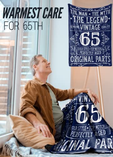 InnoBeta 65th Birthday Gifts Throws, Happy 65th Birthday Themed Bed Flannel Plush Blankets, Thank You Presents for Dad, Grandpa, Godfather, Friends, Uncle(50x 65Inches)