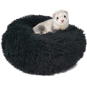 ttanfy ferret plush bed small pet cushion long plush soft washable for ferret & small animals, black