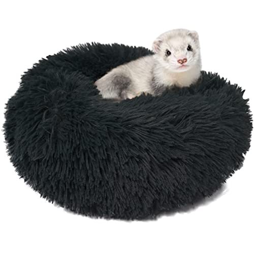 TTANFY Ferret Plush Bed Small Pet Cushion Long Plush Soft Washable for Ferret & Small Animals, black