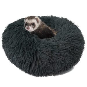 TTANFY Ferret Plush Bed Small Pet Cushion Long Plush Soft Washable for Ferret & Small Animals, black