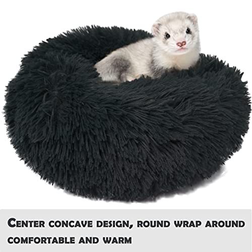 TTANFY Ferret Plush Bed Small Pet Cushion Long Plush Soft Washable for Ferret & Small Animals, black