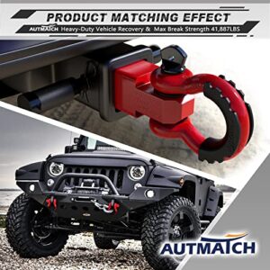 AUTMATCH Shackles 3/4" D Ring Shackle and Shackle Hitch Receiver 2 Inch with 5/8" Trailer Hitch Lock Pin, 45,000 Lbs Break Strength Heavy Duty Receiver Kit for Vehicle, Red