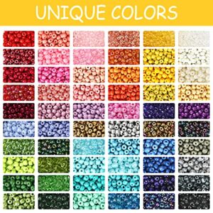 QUEFE 9000pcs 4mm Glass Seed Beads for Bracelet Making Kit, 60 Colors Tiny Beads with 420pcs Letter, Heart and Evil Eye Beads for Bracelets Necklace Ring Making, DIY, Art and Craft Gifts