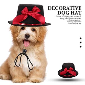 Puppy Top Hat Dog Costume Top Hat Pet Formal Hat with Bowknot and Adjustable Headband Birthday Hat Party Jazz Hat for Dog Cat Pet Costume Halloween Party Supplies