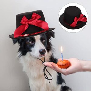 Puppy Top Hat Dog Costume Top Hat Pet Formal Hat with Bowknot and Adjustable Headband Birthday Hat Party Jazz Hat for Dog Cat Pet Costume Halloween Party Supplies